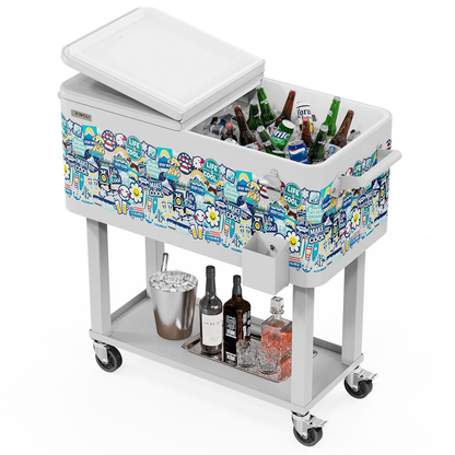ONCLOUD 80QT Rolling Cooler Cart