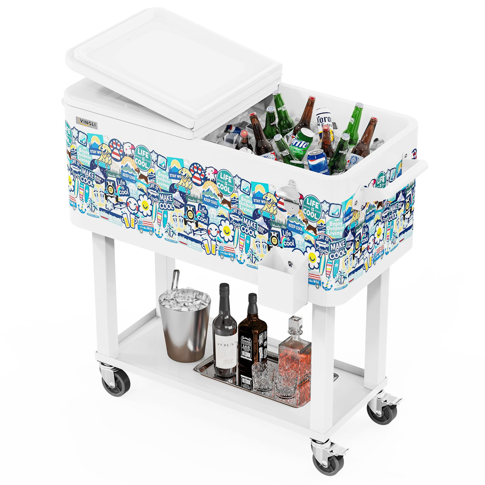 ONCLOUD 80QT Rolling Cooler Cart