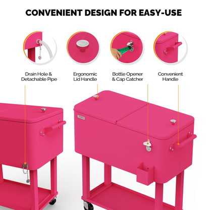 ONCLOUD 80QT Rolling Cooler Cart
