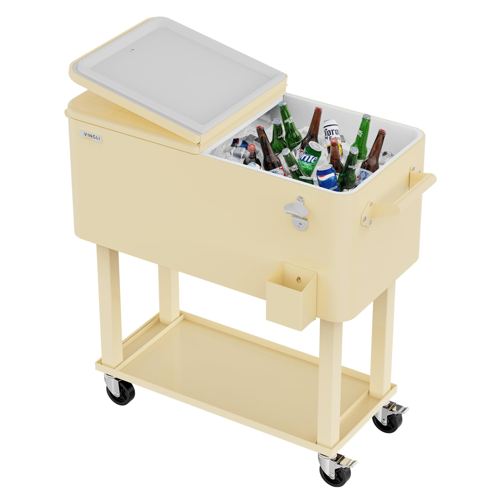 ONCLOUD 80QT Rolling Cooler Cart