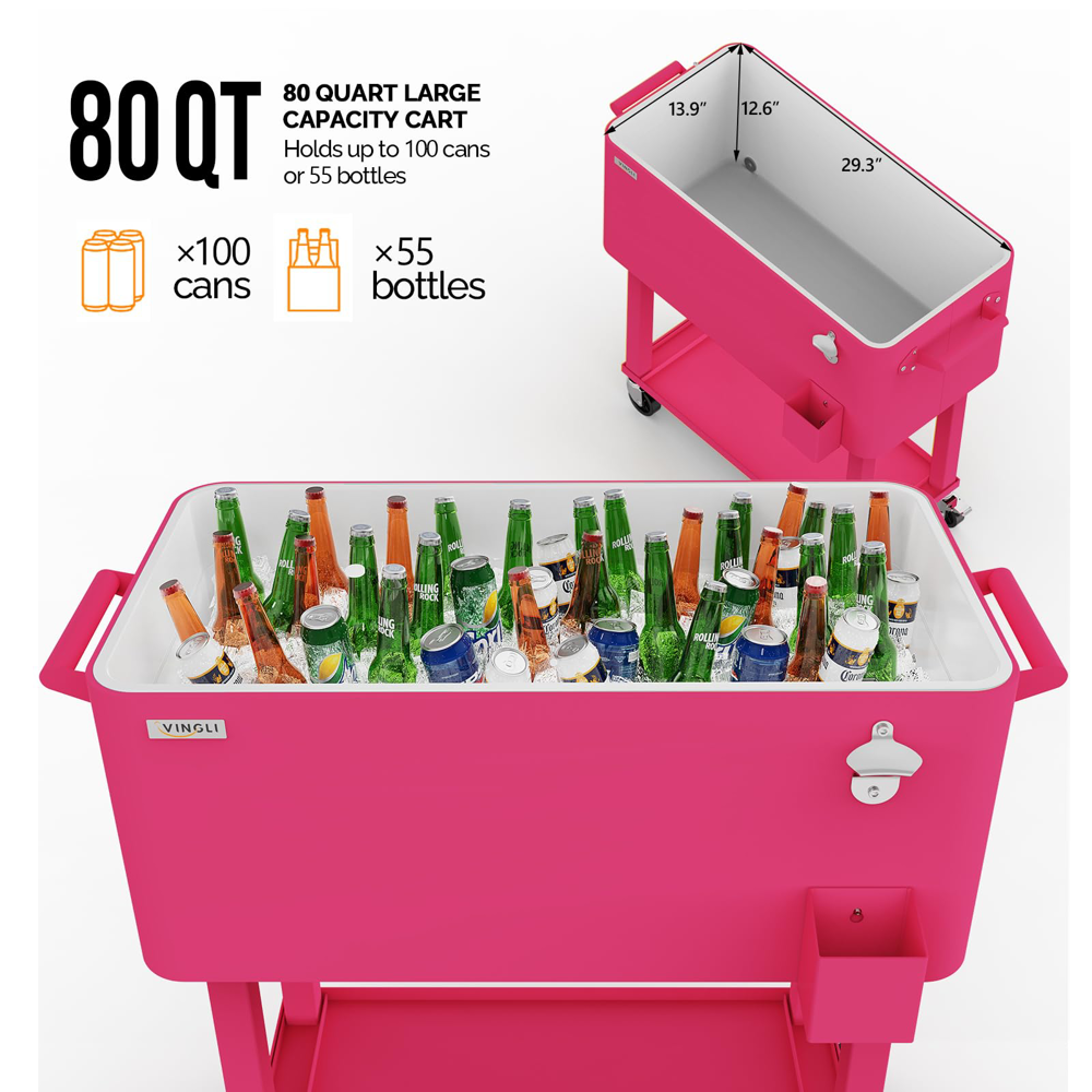ONCLOUD 80QT Rolling Cooler Cart