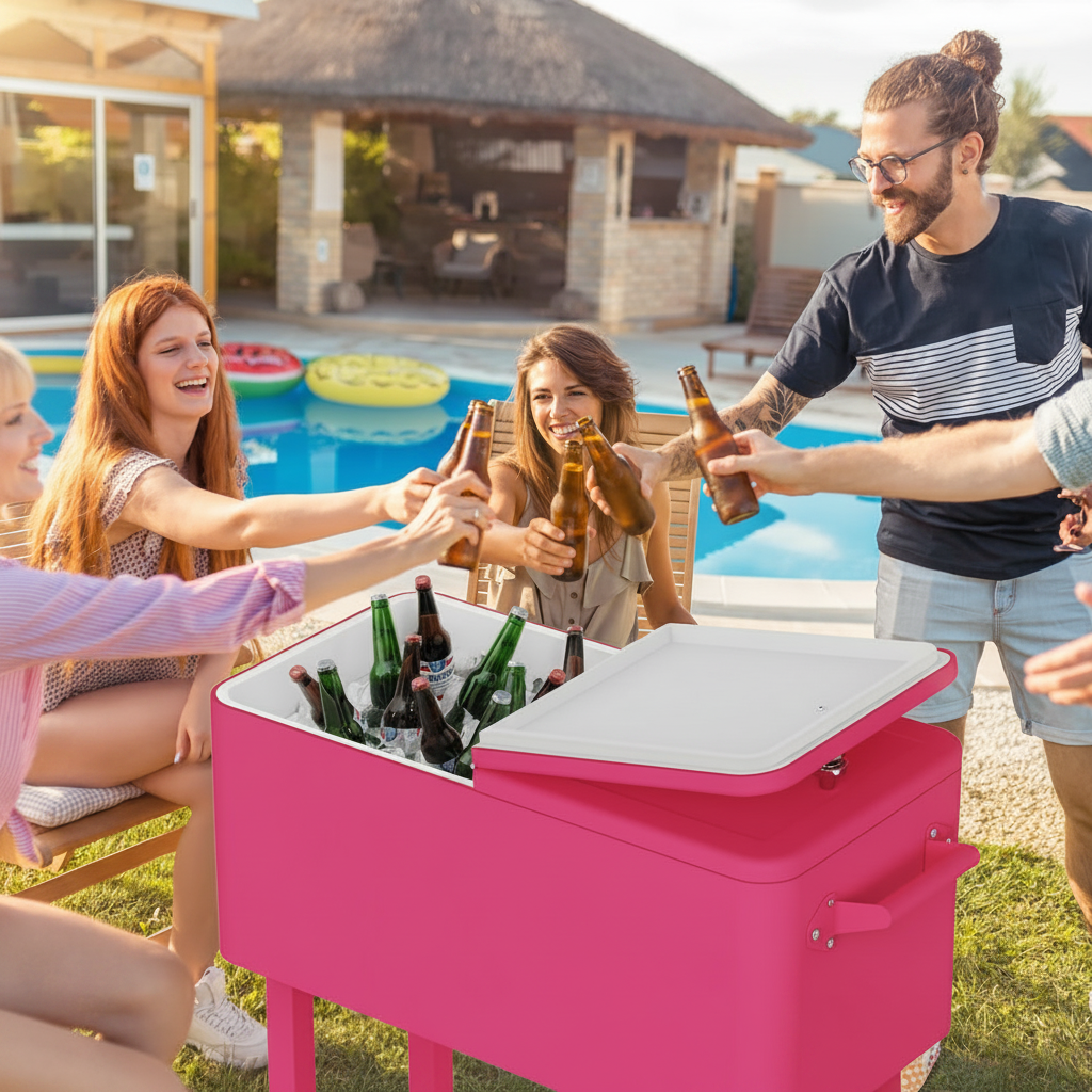 ONCLOUD 80QT Rolling Cooler Cart
