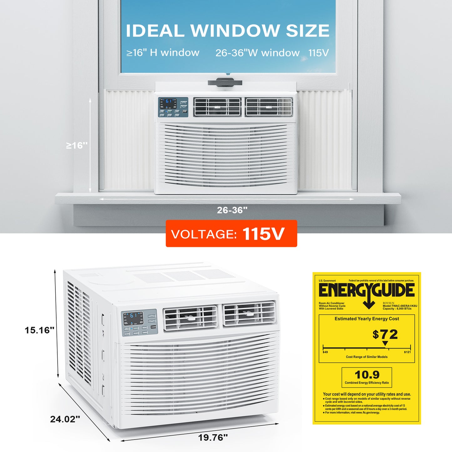 ONCLOUD 8000 BTU Window Air Conditioner with Heat