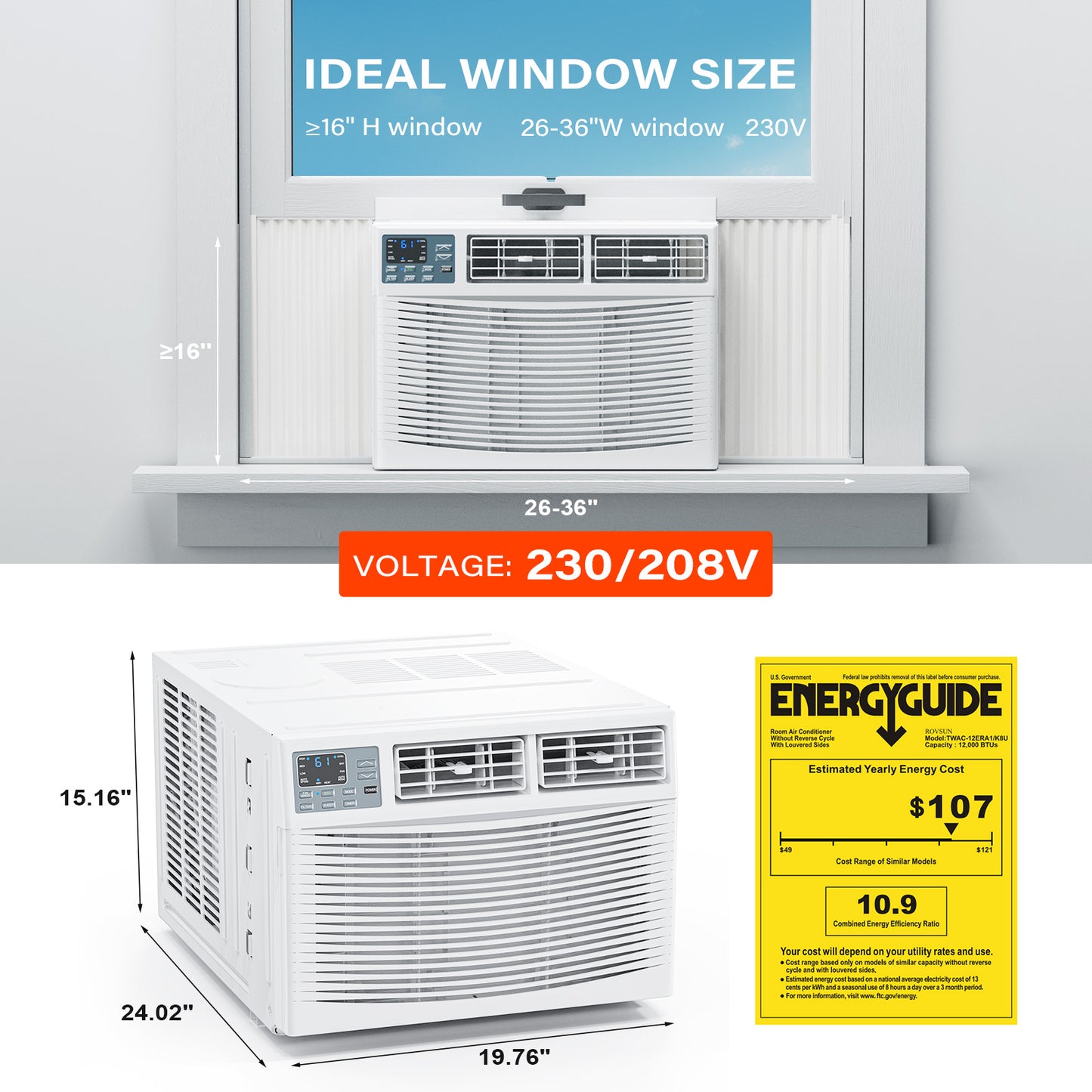ONCLOUD 12000 BTU Air Conditioner Window Unit with Heat