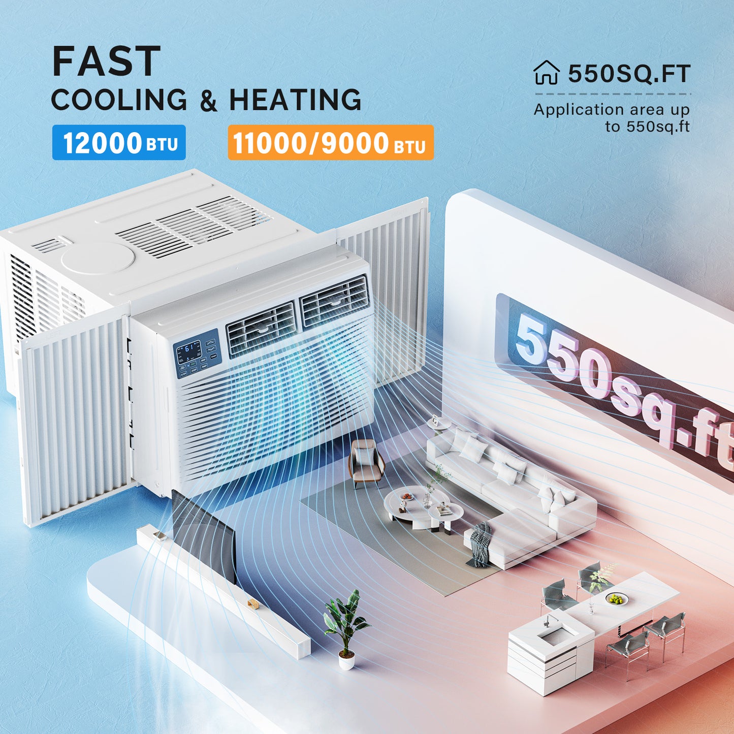 ONCLOUD 12000 BTU Air Conditioner Window Unit with Heat